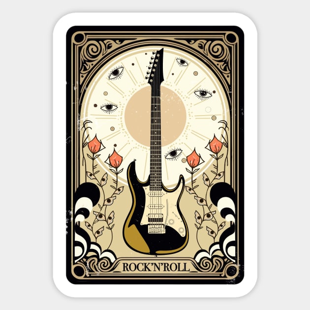 Psychedelic 70s oracle tarot card  rock and roll design Sticker by PoeticTheory